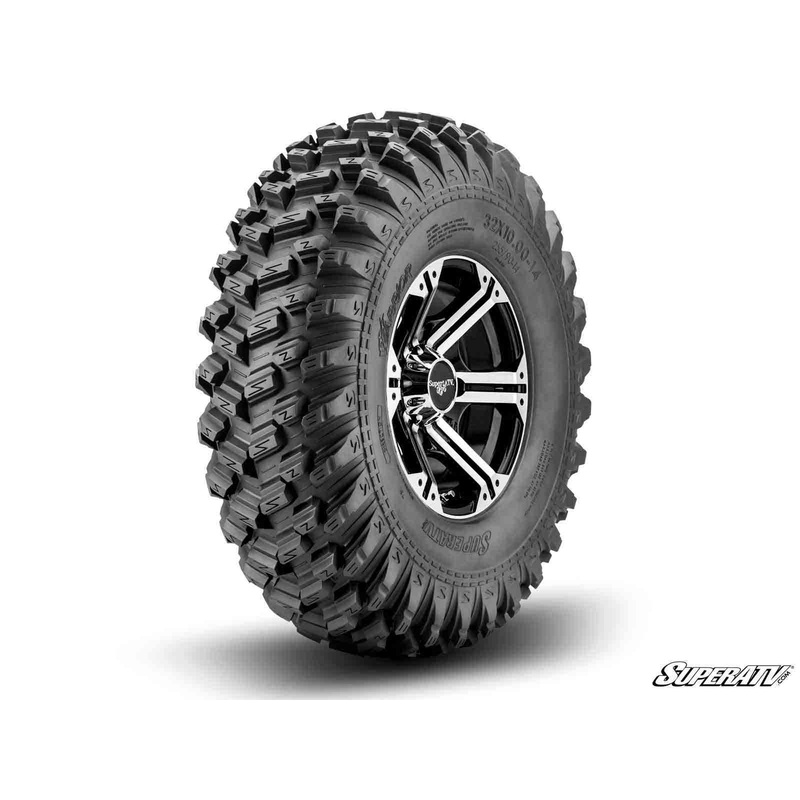 SuperATV Standard XT Warrior Tires 32x10x14 on 14x7 Bandit H-Series Machined Finish Wheels 4/156 Pattern
