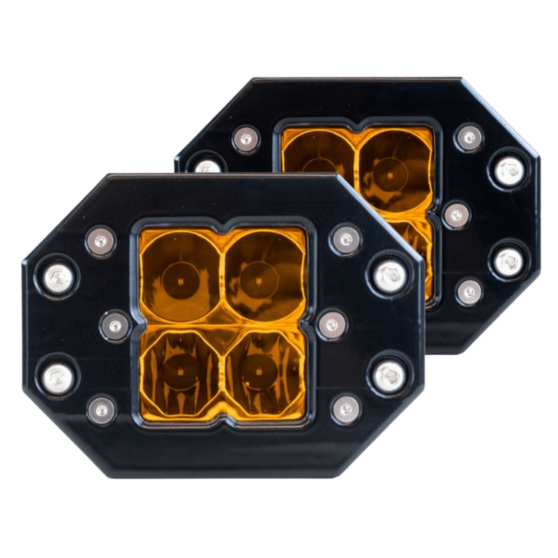 Quattro Flush Mount Amber LED Pod Light (2 Pack)