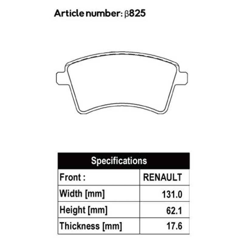 ACRE PC3200 BRAKE PAD FRONT FOR RENAULT KANGOO 1.2 ZEN ACTIF KWH5F KWH5F1 825-PC3200