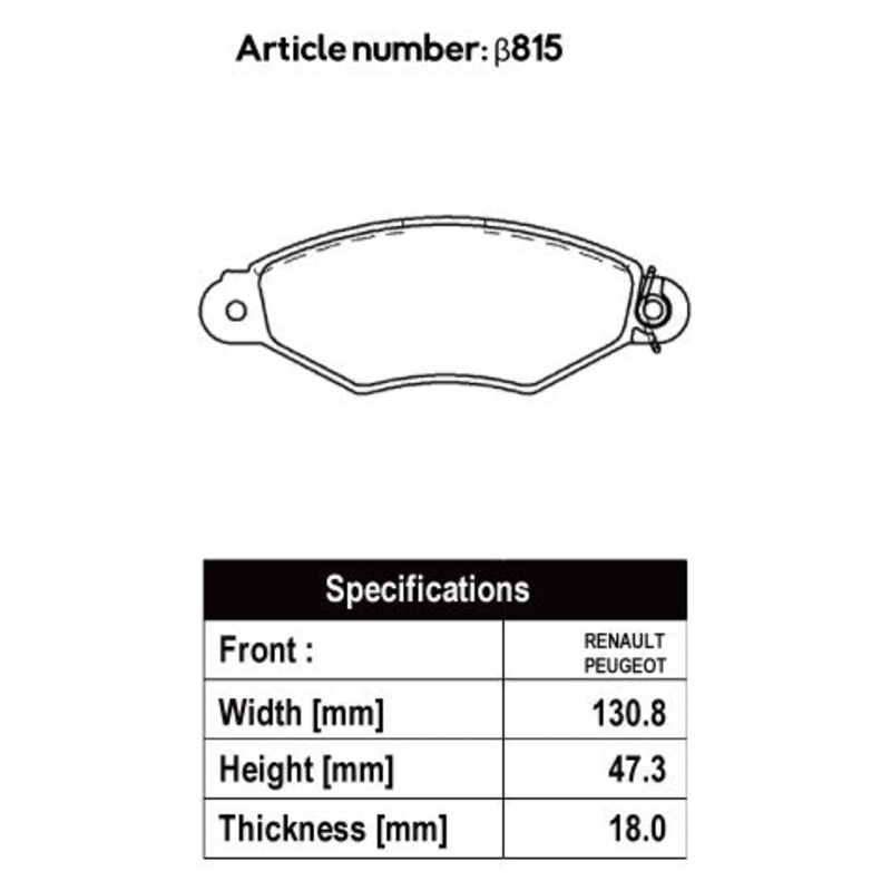 ACRE PC3200 BRAKE PAD FRONT FOR RENAULT KANGOO 1.6 AUTHENTIC KCK4M 815-PC3200