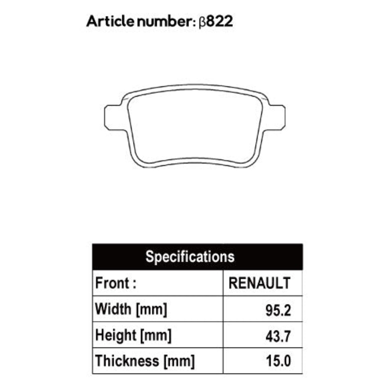 ACRE PC3200 BRAKE PAD REAR FOR RENAULT KANGOO 1.2 ZEN ACTIF KWH5F KWH5F1 822-PC3200