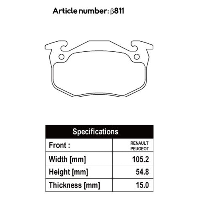 ACRE PC3200 BRAKE PAD REAR FOR RENAULT LUTECIA CLIO LUTECIA I 1.8 V16 C57D 57F7P 811-PC3200
