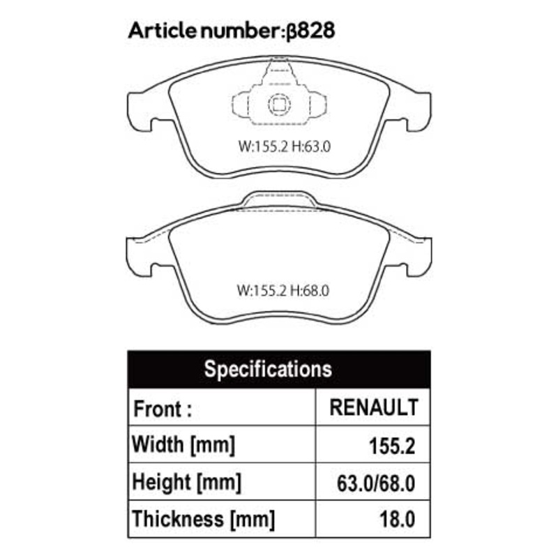 ACRE PC3200 BRAKE PAD FRONT FOR RENAULT MEGANE MEGANE III 2.0 220GT ZF4R 828-PC3200