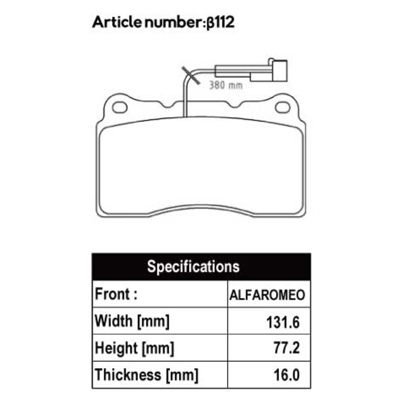 ACRE PC3200 BRAKE PAD FRONT FOR RENAULT MEGANE MEGANE IV TROPHY-R 6MT BBM5P1 BBM5P2 112-PC3200