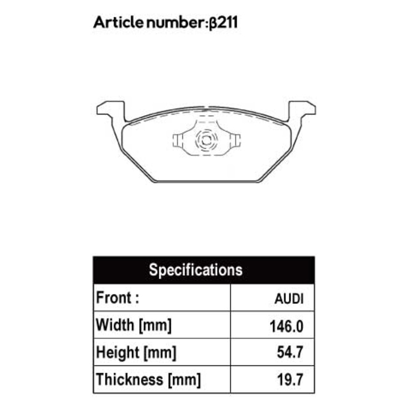 ACRE PC3200 BRAKE PAD FRONT FOR VOLKS WAGEN UP E-UP E-UP AAEAB 211-PC3200