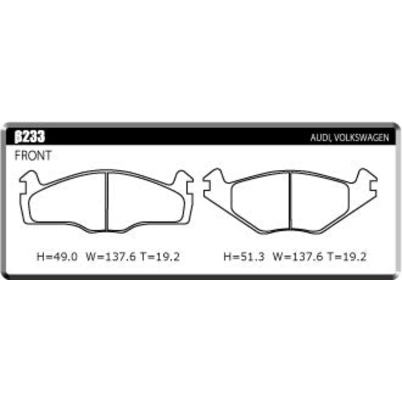 ACRE PC3200 BRAKE PAD FRONT FOR VOLKS WAGEN VIENT 1.8 CLI FR.SOLID DISC 1HABS 1HADZ 233-PC3200