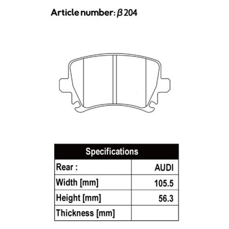 ACRE PC3200 BRAKE PAD REAR FOR VOLKS WAGEN EOS 2.0T 2.0TSI 1FBWA 1FCAW 204-PC3200