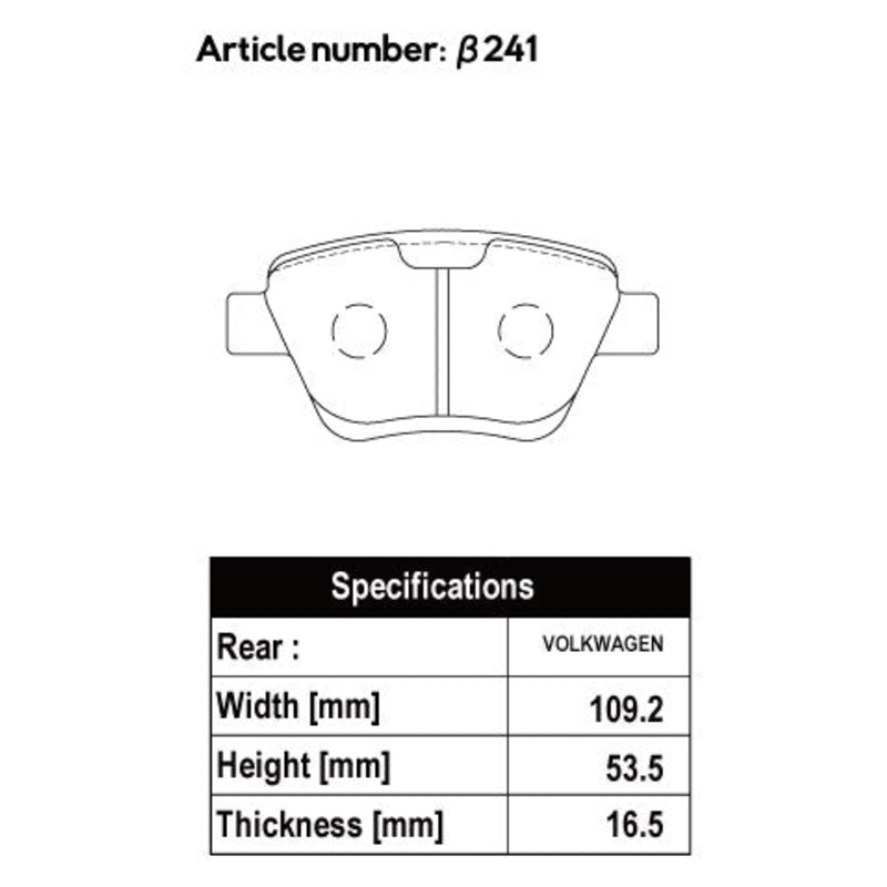 ACRE PC3200 BRAKE PAD REAR FOR VOLKS WAGEN EOS 2.0T 2.0TSI 1FBWA 1FCAW 241-PC3200