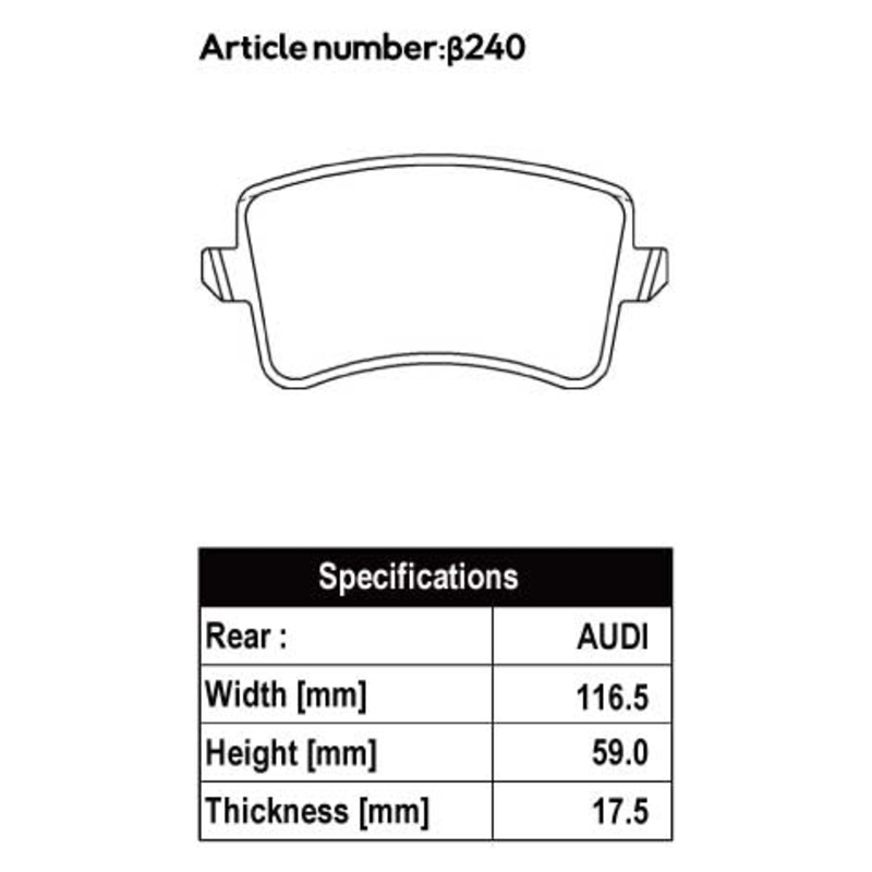 ACRE PC3200 BRAKE PAD REAR FOR VOLKSWAGEN EOS 3.2 V6 1FBUB 240-PC3200