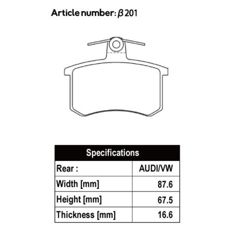 ACRE PC3200 BRAKE PAD REAR FOR VOLKS WAGEN VIENT 2.0 GLI 1H2E 1HADY 1HAGG 201-PC3200