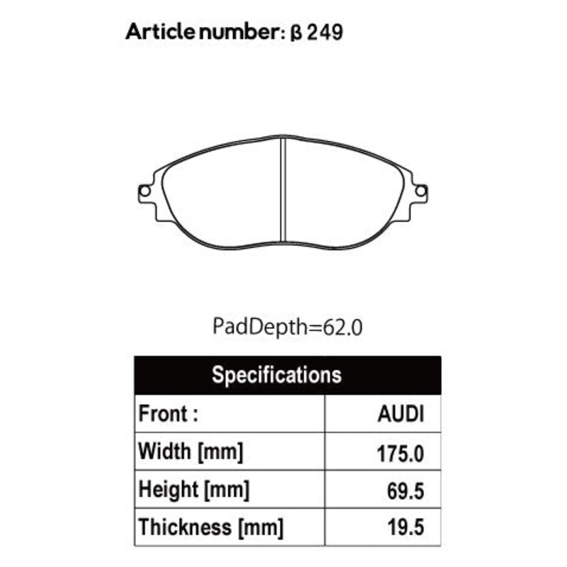 ACRE PC3200 BRAKE PAD FRONT FOR VOLKS WAGEN GOLF VARIANT GOLF VII 7.5 2.0 R-LINE 4MOTION AUCJXF AUDJHF 249-PC3200
