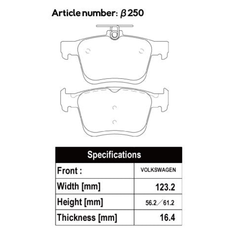 ACRE PC3200 BRAKE PAD REAR FOR VOLKS WAGEN GOLF VARIANT GOLF VII 7.5 2.0 TDI AUDFG 250-PC3200