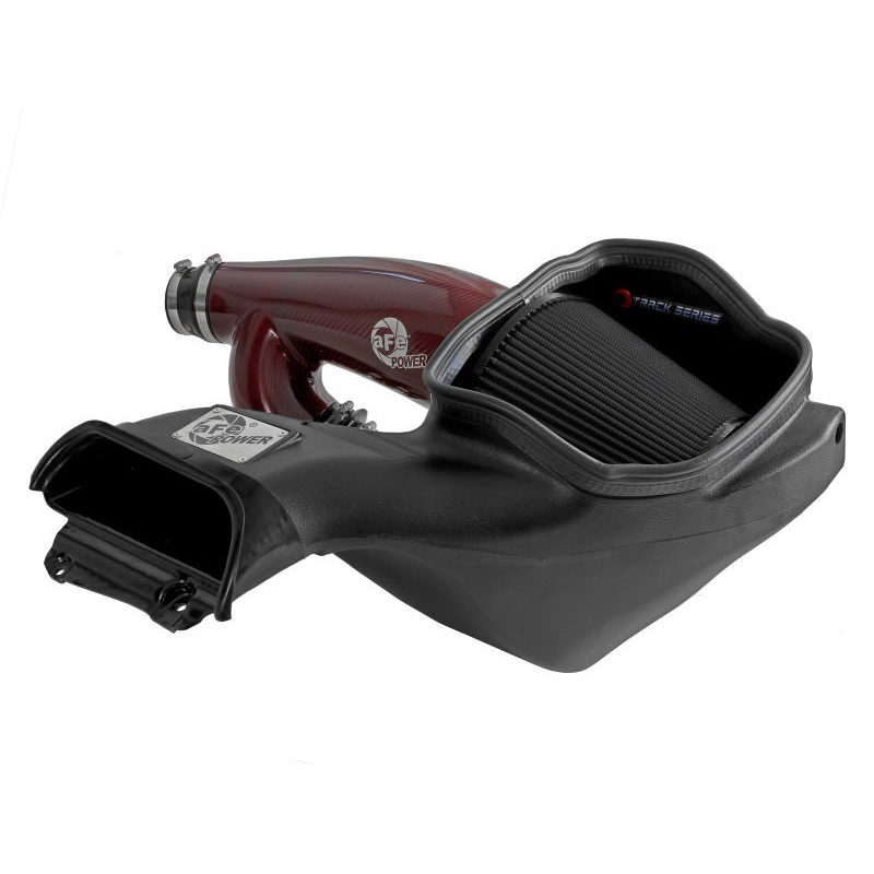 aFe 17-24 Ford F-150 Track Series Red Kevlar Carbon Fiber C/A Intake System w/Black Pro 5R Filter